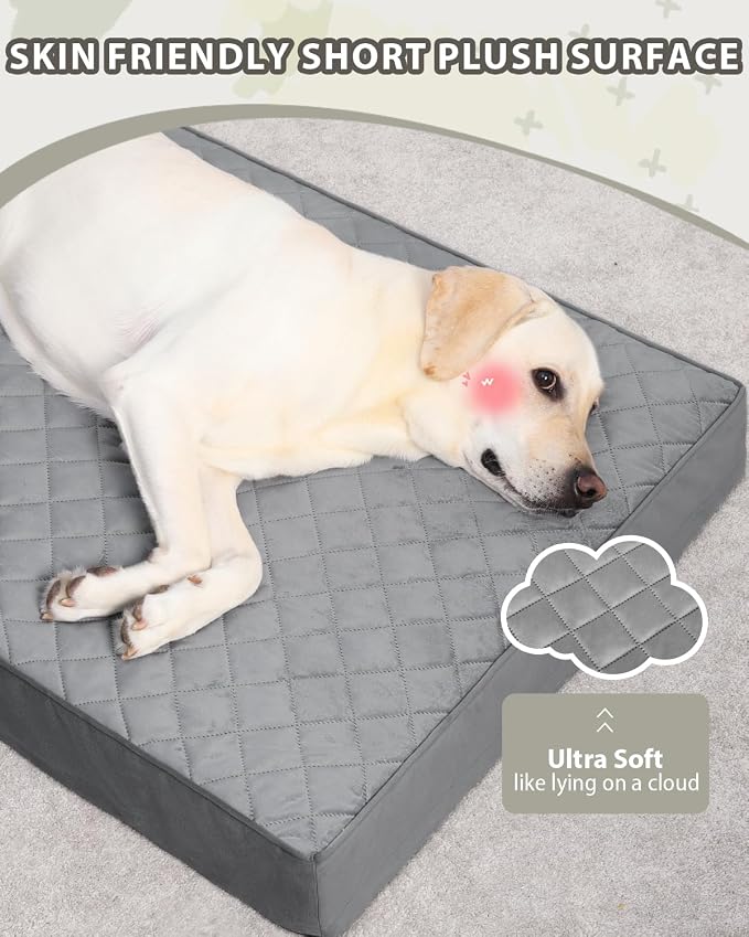 NUPIDA Orthopedic Dog Beds Large Sized Dog Waterproof Lining with Removable Washable Cover and Non-Slip Bottom, Quilting Pet Bed, 35x23 Inch, Dark Gray