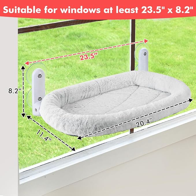 Zoratoo 2PC Cat Window Perch, Foldable & Cordless Cat Hammock with Bolster | 2-in-1 Reversible Cover, Removable for Machine Wash, Stable Window Resting Seat with Large Suction Cups for Indoor Cats