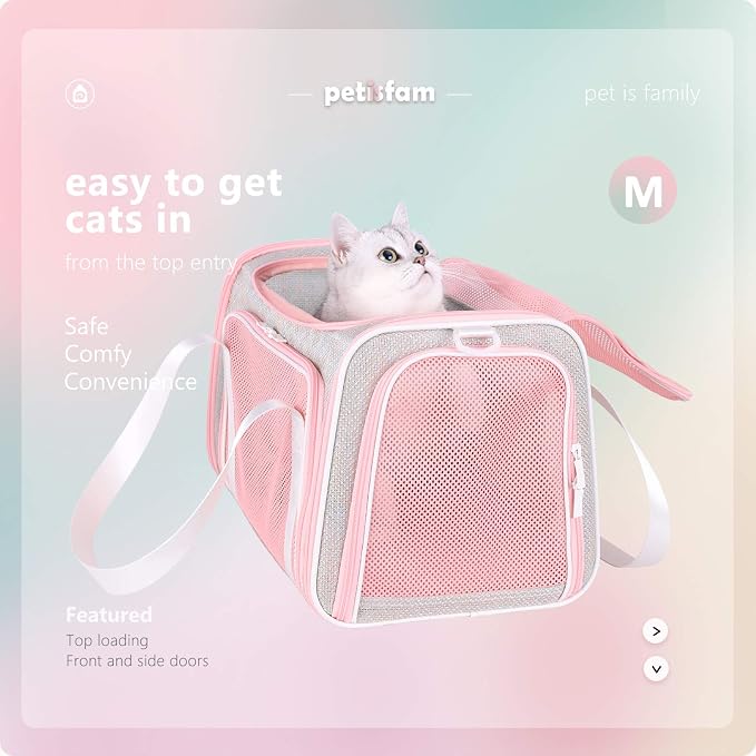 Soft Cute Travel Pet Carrier Bag for Medium Cats, Kitty and Puppy, Fantasy Pink, M