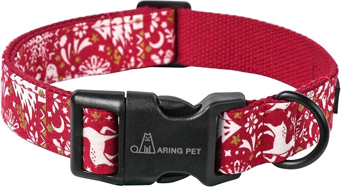 ARING PET Christmas Dog Collar, Cute Red Reindeer Cotton Lightweight Xmas Pet Collars for Puppy Small Medium Large Boy Girl Dogs-S