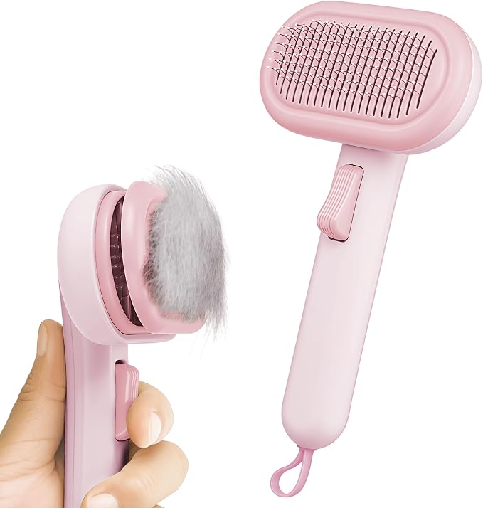 Cat Brush for Shedding, Grooming Comb for Shedding for Dog Kitten Massage Removes Loose Fur, Smooth & Detangling, Cat & Dog Grooming Brush for Short to Medium Length Fur Haired Pets, Pink