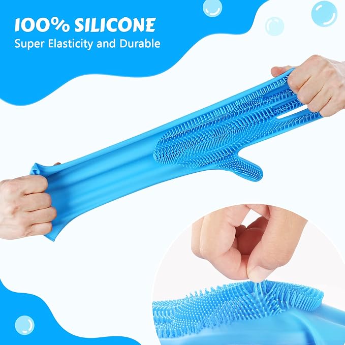 Pecute Silicone Pet Grooming Gloves for Washing Cats Dogs Bath Brush (Pack of 2)