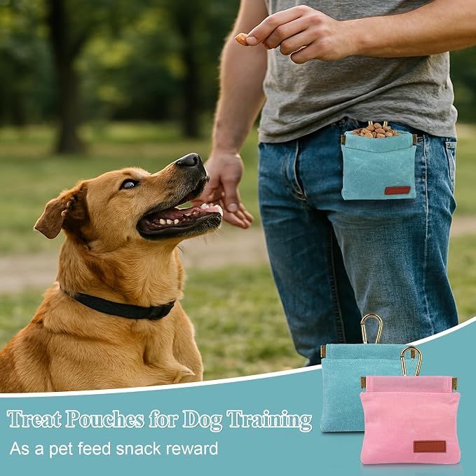 2Pcs Hands Free Dog Treat Pouches for Training, Walking and Outdoor Use | Dog Treat Bag with Carabiner, Hands Free, Auto Closing Pet Treat Pouch for Training,Walking, Hiking