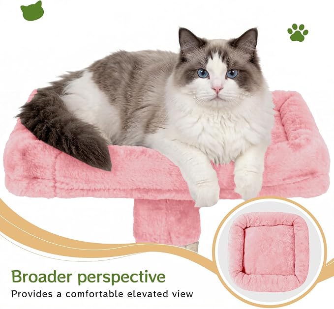 Multi-Level Cat Tree with 2 Cozy Condos, 89" Tall Cat Tower for Large Cats, Heavy Duty, Scratch Posts & Perches (Pink)