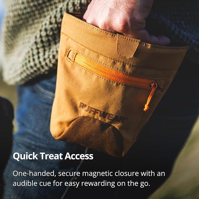 Ruffwear, Treat Trader Dog Treat Pouch, Brown Bear | Hands-Free Waist-Worn, One-Handed Magnetic Closure, Belt or Clip, Waterproof Food-Grade Lining, Zip Pocket, Clicker Loop