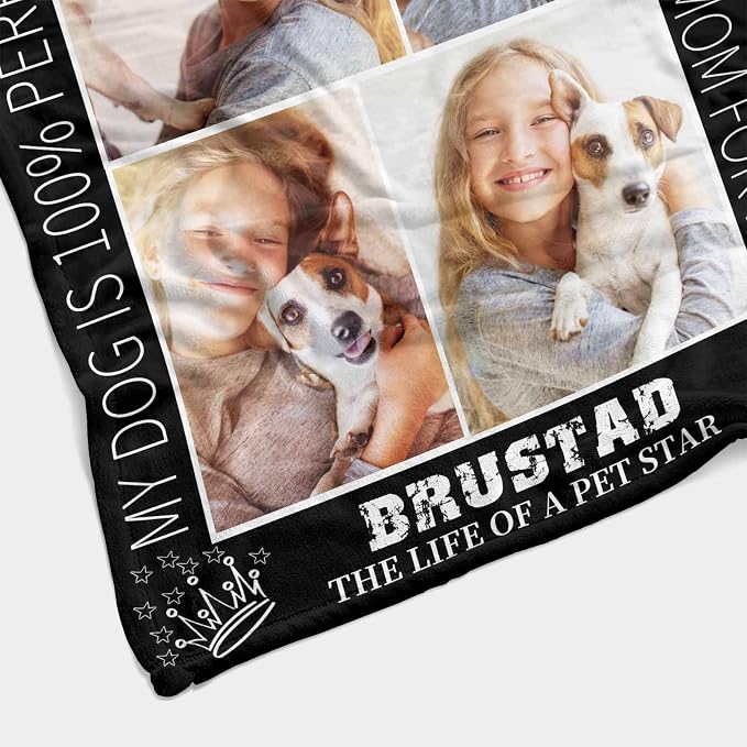 Personalized Dog Pet Memory Blankets with Beloved Photo Oh My Dog the Life of a Pet Star Crown Blanket Custom Loss of Loved one Memorial Blanket Gift for Dogs Cats Pets Lovers 60X80 Inch