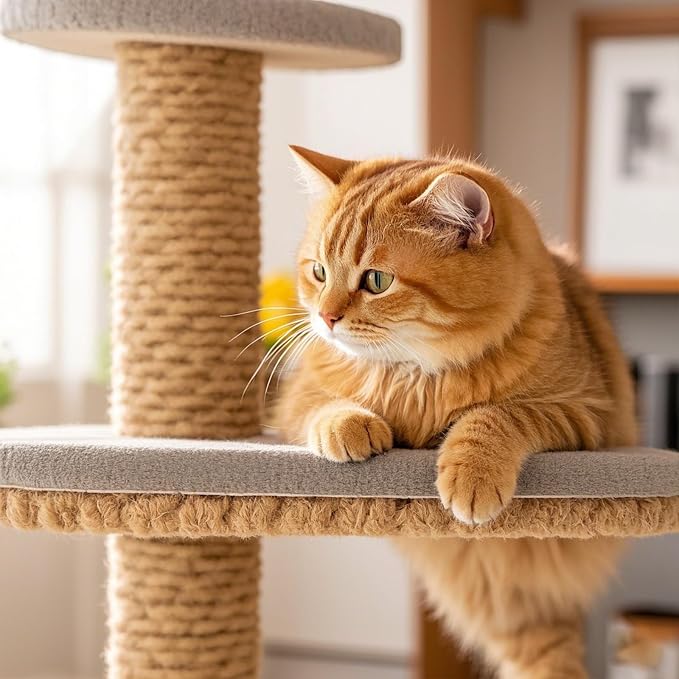 Sisal Rope for Cat Scratcher 1/4" 50 Ft Cat Tree Rope Twine for Repairing Cat Scratching Post Replacement DIY Hemp Rope for Carpet Mat Kicker House, Pet Toy, and Crafts Gardening Home Decorating