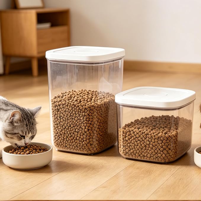 TBMax Dog Cat Food Storage Container 10 Lbs, Stackable Pet Food Dog Treat Container with Pop Up Lids, Airtight Food Storage Bin for Kitchen Organization