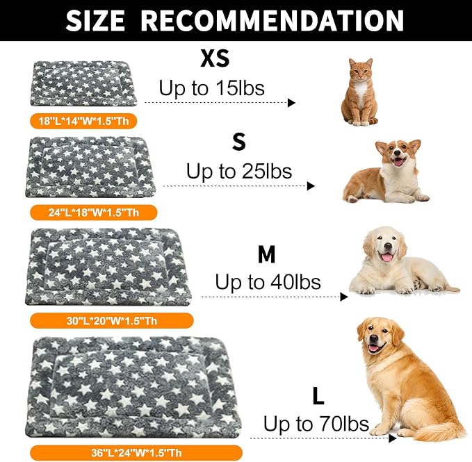 Washable Dog Bed Mat With Anti-Slip Bottom, Deluxe Plush Memory Foam Crate Pad & Waterproof Outdoor Kennel Mat For Dogs & Cats-Durable Crates Beds, Large Medium Small Puppy Size 30" x 20",Gray
