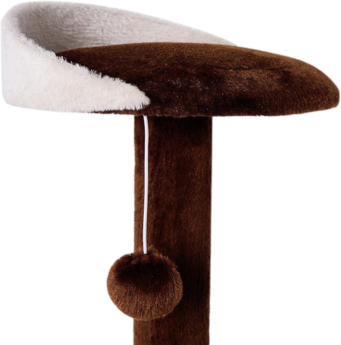 lionto Scratching Tree for Cats with cave & Plush Ball, Height 25,6 in, Medium-Sized cat Tree with Robust sisal & Plush, Cozy Lying Area & cave, Suitable for Small and Large Cats, Brown/Beige