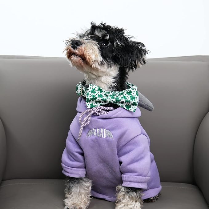 ·MR. CHUBBYFACE· St.Patrick's Day Dog Collar Green Clovers Adjustable Dog Collar Bow Tie for Small Medium Large Dogs
