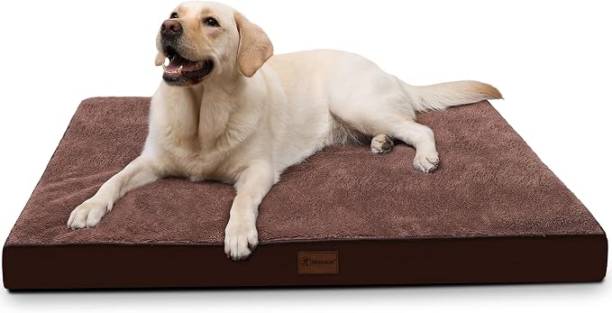 Waterproof Large Size Dog Crate Bed Orthopedic 41x27 Brown | Removable Washable Cover, Egg Crate Foam, Soft Plush Flat Pet Mat, Non-Slip Bottom, Fits Large Dogs Up to 90 lbs