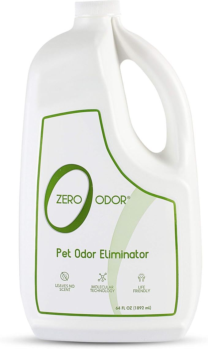 Zero Odor Pet Odor Eliminator Refill for Dog & Cat Urine, Carpet Deodorizer | Enzyme-Free, Urine Smell Eliminator for Pet Beds, Litter Areas & Furniture, No Lasting Scent, 64 FL OZ