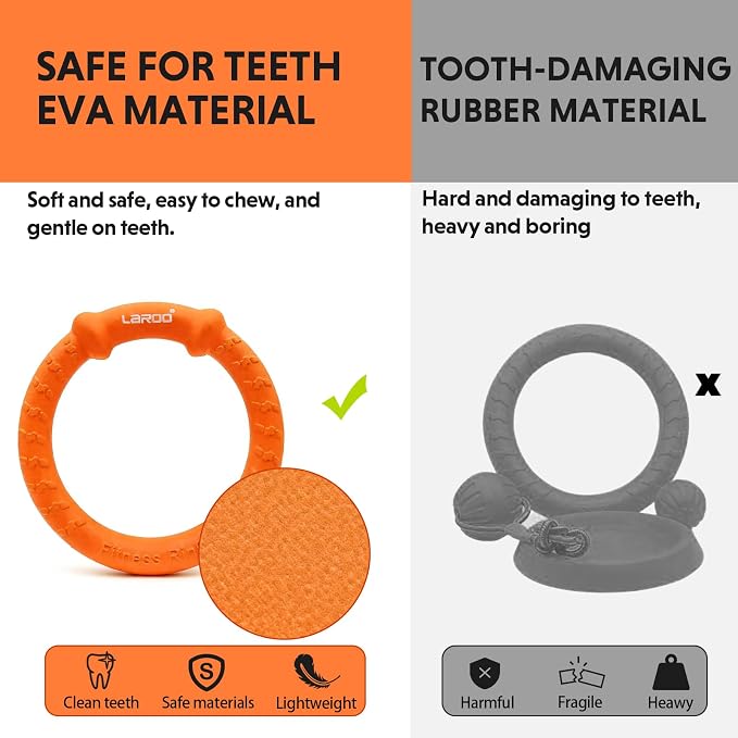 LaRoo Dog Ring Toy, Durable Soft Flying Disc, Floatable Dog Chew Ring for Puppy & Small Dogs, Interactive Tug of War & Fetch Toy for Outdoor Training, Teeth Cleaning & Exercise
