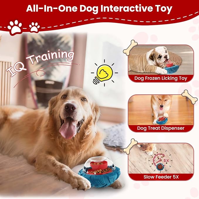 YINEYA Interactive Dog Toy, Puzzle Toy with Adjustable Treat Dispensing & DIY Frozen Treats, Dog Enrichment Toys to Keep Them Busy and Mental Stimulation