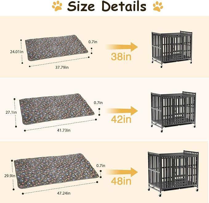 48" Airy Dog Crate Mat, Machine Washable Soft Kennel Pad for Large Breeds