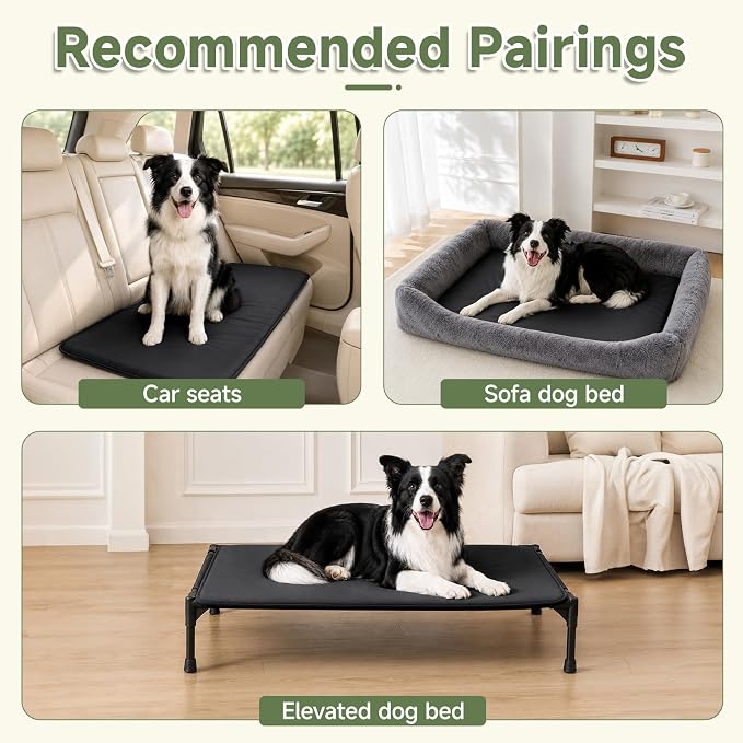 Outdoor XL Dog Crate Pad Bed, Waterproof Wipeable Mat, 41x27, Black | Wipeable Kennel Mat Pet Sleeping for Medium Large Dogs, Waterproof, Outdoor, Anti-Slip, Suit for Travel, Trunk, Kennel