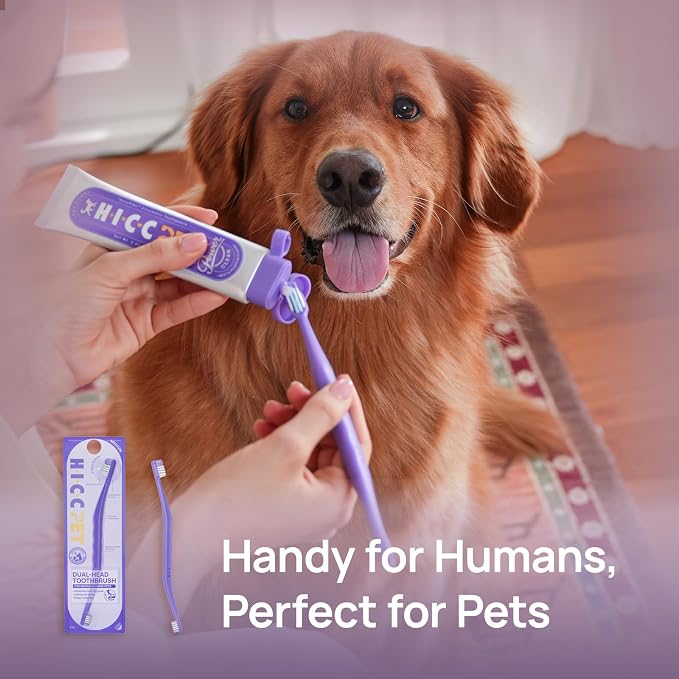 HICC PET Toothbrush for Dogs & Large Cats, Ergonomic Pet Toothbrush for Easy Teeth Cleaning,Gentle on Gums, Cat & Dog Oral Care – Toothpaste Not Included