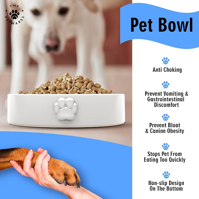 Slow Feeder Dog Bowls – Dog Bowl Slow Feeder – Microwaveable Dog Slow Feeder for All Breeds – Lead and BPA-Free Ceramic Pet Bowl – Pet Feeder for Fast Eaters