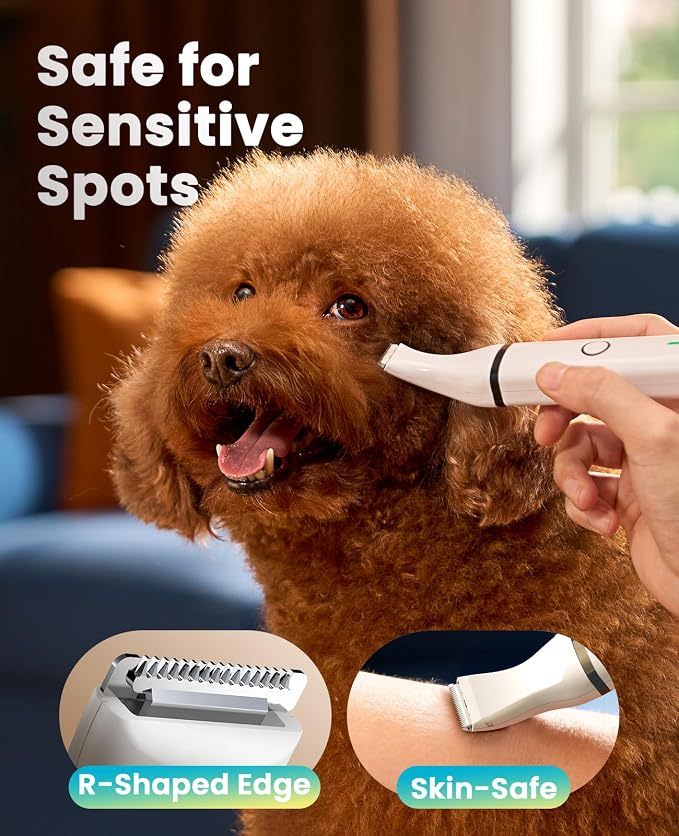 oneisall Dog Paw Trimmer, Small Dog Clippers with Double Blades | Low Noise, Gentle Skin-friendly Design, Cordless Precision Pet Hair trimmer for Grooming, for Paws, Eyes, Ears, Face, Rump