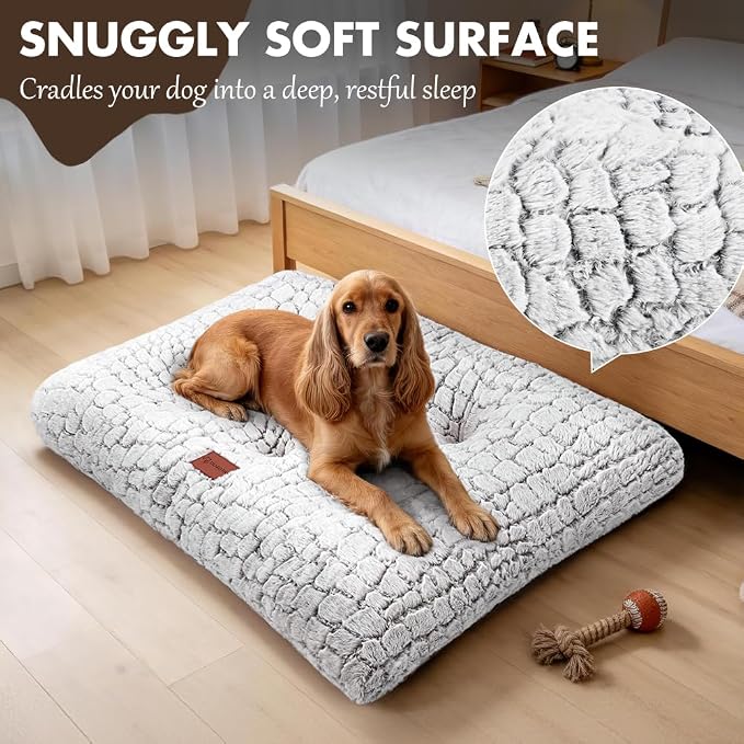 Plush Dog Bed Soft Crate Pad for Cat Fully Machine Washable Anti-Slip Mat for Kennel (X-Large)