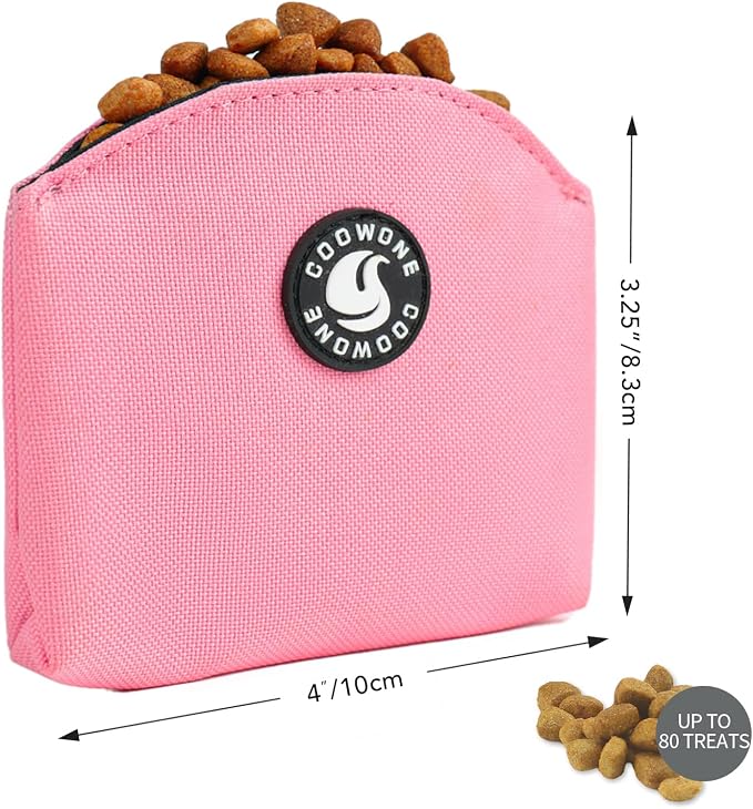 Dog Treat Pouch Magnetic Closure Small Dog Training Treat Pouch Pocket Sized Small Dog Treat Pouch with Clip (Pink)