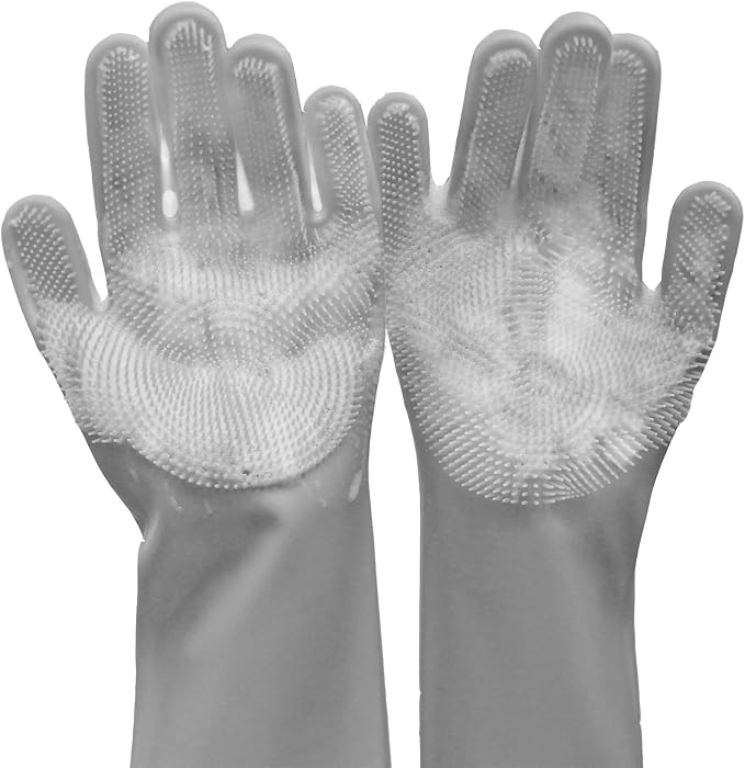 Silicone Pet Grooming Gloves Dog Washing Gloves for Bathing Massaging | 3,000 Soft Bristles, Non-slip & Extended Sleeves, Heat Resistant & Dishwasher Safe, For Cats and Dogs, Home/Car Cleaning