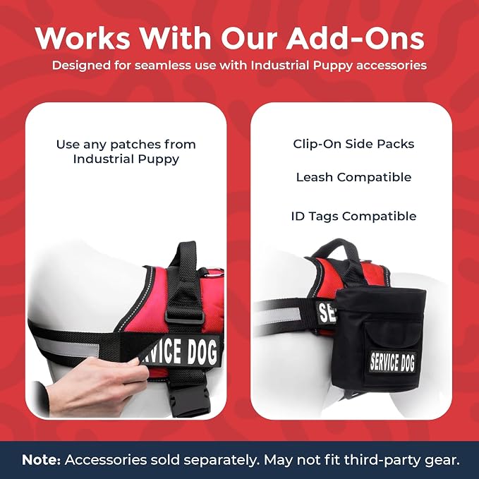 Industrial Puppy Service Dog Vest Harness - Durable & Adjustable Vest for Dog with Reflective Straps, Removable Patches, 50 ADA Cards, Handle & D-Ring, Travel and Daily Use,Bright Red, Small 19.5"-25"