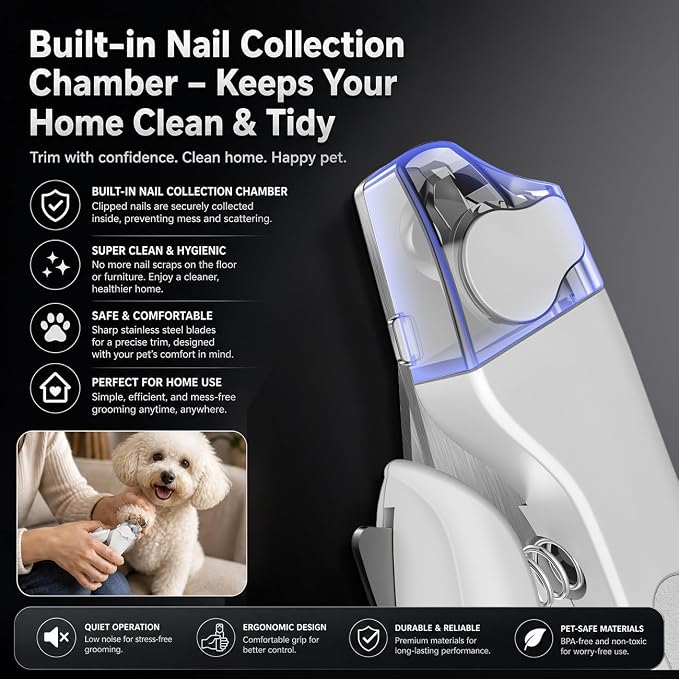 Professional Dog & Cat Nail Clippers – LED Light Dog Nail Clippers with Safety Guard, Ergonomic Pet Nail Clippers for Puppies, Small & Large Dogs, Dog Toenail Clippers, Cat Nail Trimmer