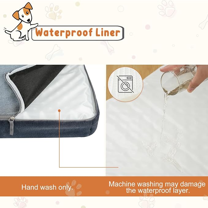 EMPSIGN Dog Bed Mat Crate Pad Mattress, Ultra Soft Pet Kennel, Grey, M | Reversible(Cool & Warm), Waterproof Linings, Removable Machine Washable Cover, for 30" Dog Crate, Firm Support
