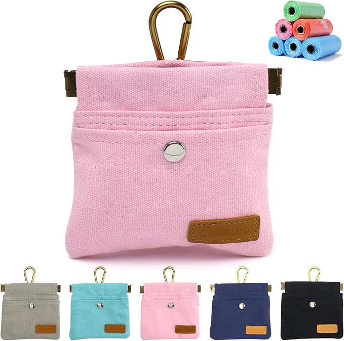 Dog Treat Pouch for Pet Training, Carabiner & Magnetic Buckle, Pink | Hand Free Dog Training Treat Bag, Auto Closing Dog Walking Bag for Puppy Travel or Outdoor Use, Pet Feed Snack Reward Pocket