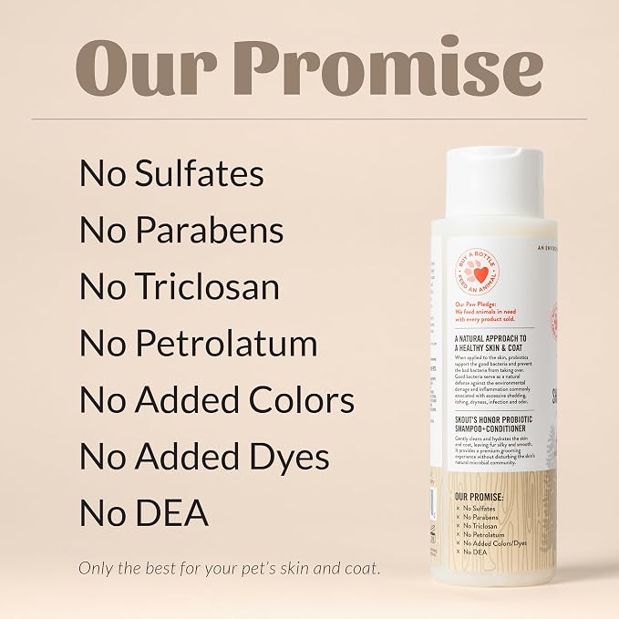 SKOUT'S HONOR Probiotic Dog Shampoo and Conditioner - DOTW, 16 oz | Hydrating Natural 2-in-1 for Itchy Skin, Microbiome-Friendly with Avocado Oil & Omega-3s, Paraben & Sulfate-Free