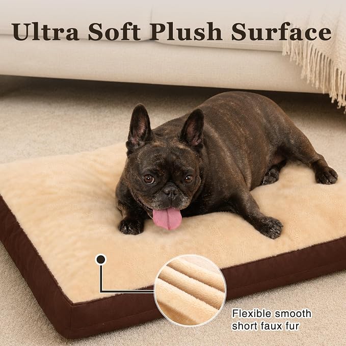 NUPIDA Waterproof Small Dog Bed for Crate with Washable Cover, 23x17, Brown | Cat Puppy Bed, TPU Waterproof Layer, Soft Plush Surface, Durable Oxford Fabric, Non-Slip Bottom, For Small Breeds ≤20lbs