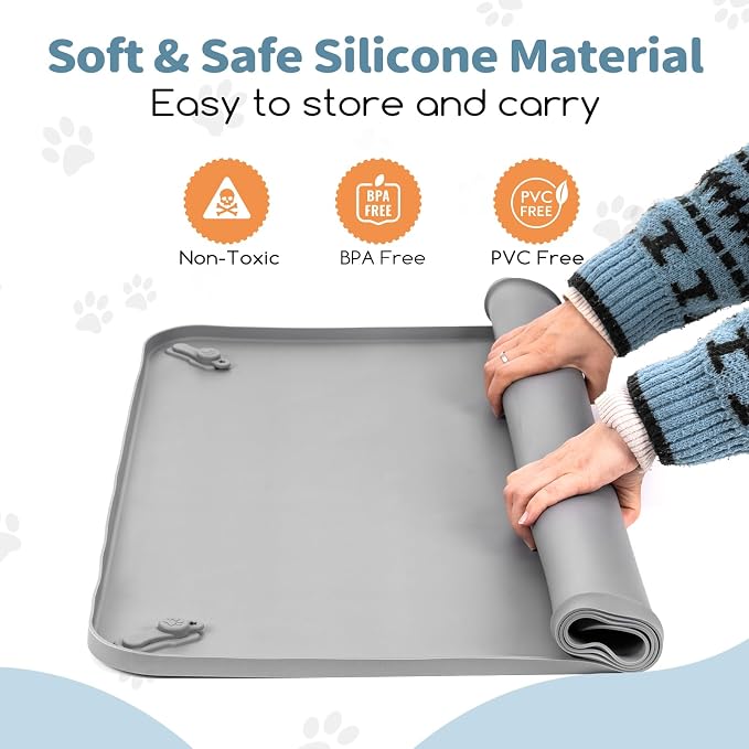 Pee Pad Holder for Dogs,25 x 36 Inch Dog Potty Tray with Silicone Clips Dog Puppy Pad Tray,Non-Slip Leak-Proof High Edge Silicone Puppy Pee Tray Mat for Home Floor Protection