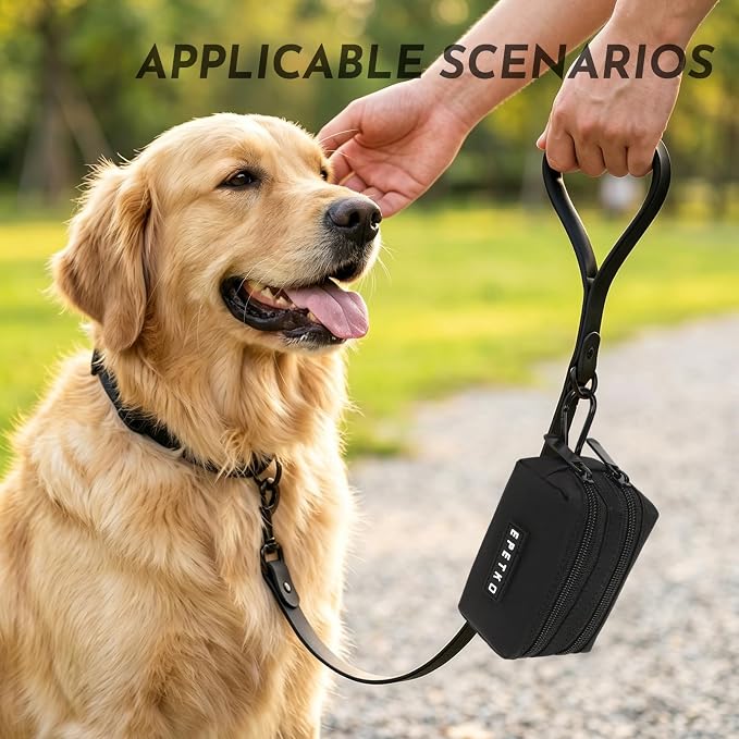 Dog Training Treat Pouch, Treat Bag Fanny Pack with Double-Zip Pocket and Four-Button Closure Waterproof Durable Dog Treat Pouch with 1 Roll of Dog Waste Bags