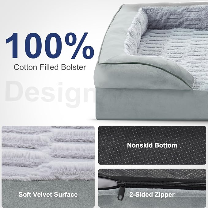 FURTIME Orthopedic Large Dog Bed, XL Waterproof Dog Beds, 42x35x6.5 Supportive Foam Pet Couch Bed with Removable Washable Cover and Nonskid Bottom