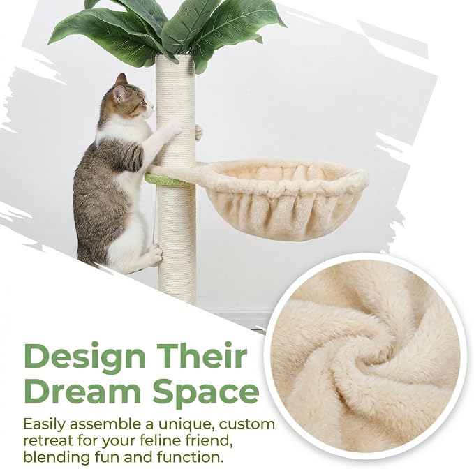 Toyvian Cat Tree Bed Hammock Plush Window Cat Perch Attachment with Scratching Board Hanging Basket Nest for Indoor Climbing Resting and Play on Furniture