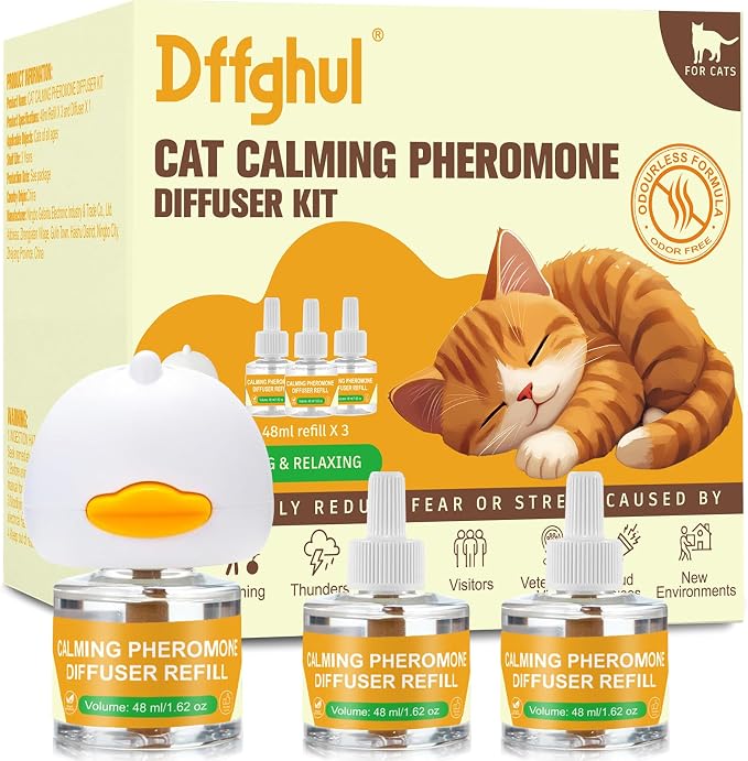 Calming Pheromone Diffuser for Cats, Relieve Anxiety and Stress Calming Diffuser for Cats 3 Refills, Reduce Fighting and Scratching