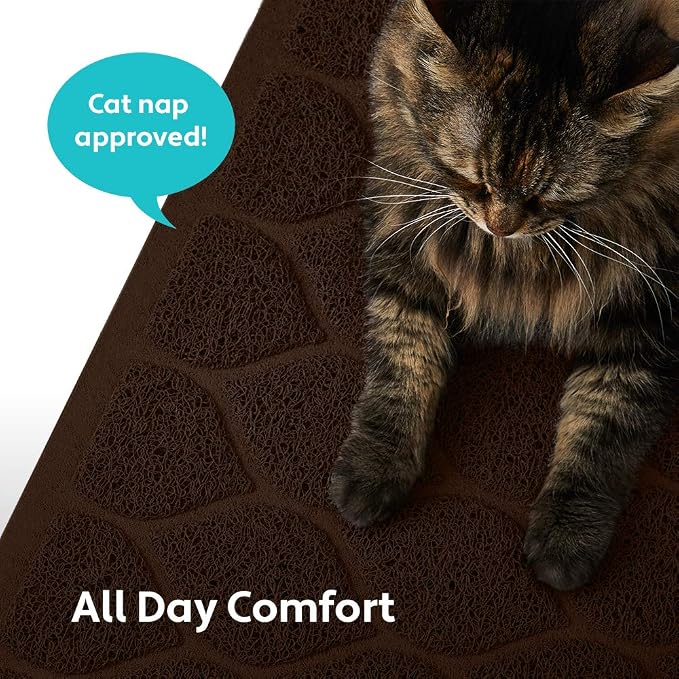 MIGHTY MONKEY Waterproof BPA Free Cat Litter Box Trapping Mat, Easy Clean Floors, Textured Backing, Soft on Sensitive Kitty Paws, Cats Accessories, Less Waste, Stays in Place, 24x17, Chocolate