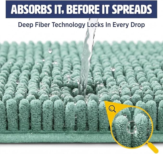 Muddy Mat® | Cat Litter Mat 18"x28", Litter Trapping Mat, Super Absorbent Scatter Control, Soft on Paws, Slip Resistant Washable Kitty Litter Mat, Traps Litter, Protects Floors, Seafoam Green