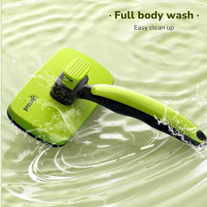 Pecute Skin Friendly Self-Cleaning Slicker Brush for Dog & Cat Shedding | 1 click clean, Lightweight, Undercoat hair removal, For short/long/double/white coats