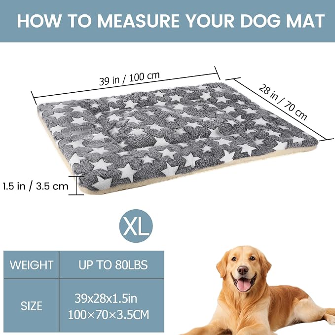 Dog Bed Pet mat Dog Box mat Machine Washable Grey (39x28x1.5in)
