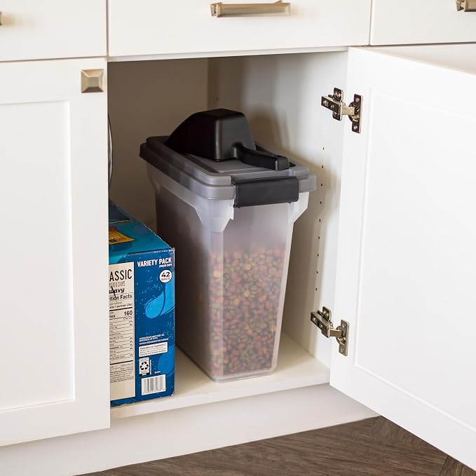IRIS USA Dog Food Storage Container, Up to 13 lbs, Dark Gray, Made in USA | Includes 2-Cup Scoop, Airtight Seal, BPA-Free, Bird Seed, Cat food, Treats, Keeps Kibble Fresh, Pellets
