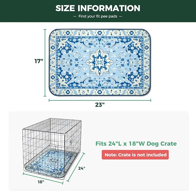 FXW Washable Pee Pads for Dogs, Super Absorbent, 17" x 23", 2 Packs | Machine washable, Non-slip backing