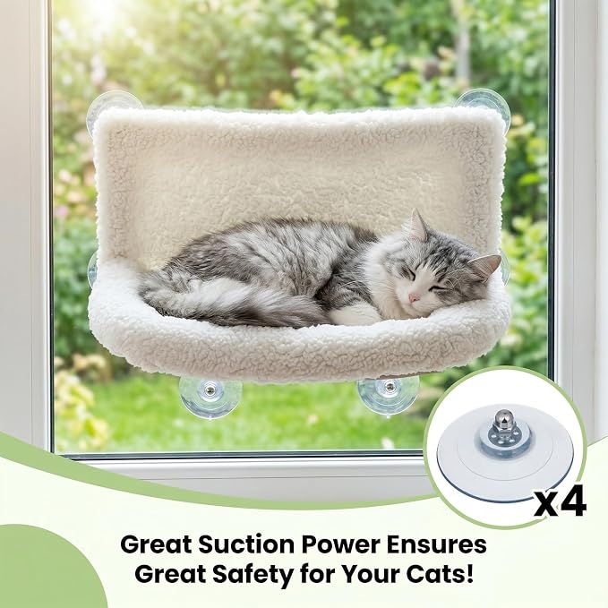 Cat Window Perch Suction Cup, Adhesive Suction Cup with Screws | 4 Pack PVC Sucker Pads, Replacement Strong Suction Cups, for Foldable & Cordless Cat Window, Holds up to 40 lbs