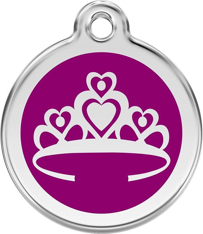 Red Dingo Personalized Crown Pet ID Dog Tag (Medium Purple)