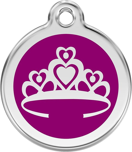 Red Dingo Personalized Crown Pet ID Dog Tag (Large Purple)