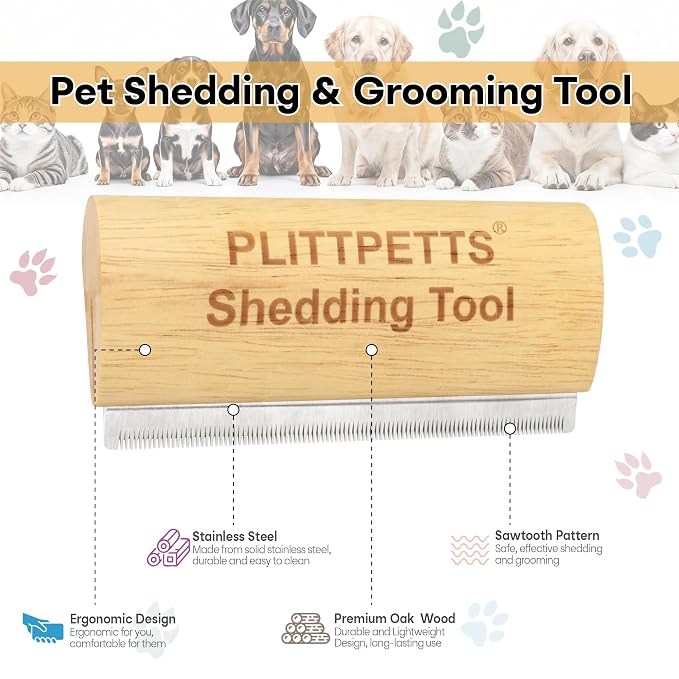 Dog Brush for Shedding, Deshedding Grooming Tool for Dogs, Cats | 5.2 Inch Ergonomic Handle, Deshedding Comb, Dog Grooming Brush Pet Hair Removal Tool Painlessly Remove for All Hair Types
