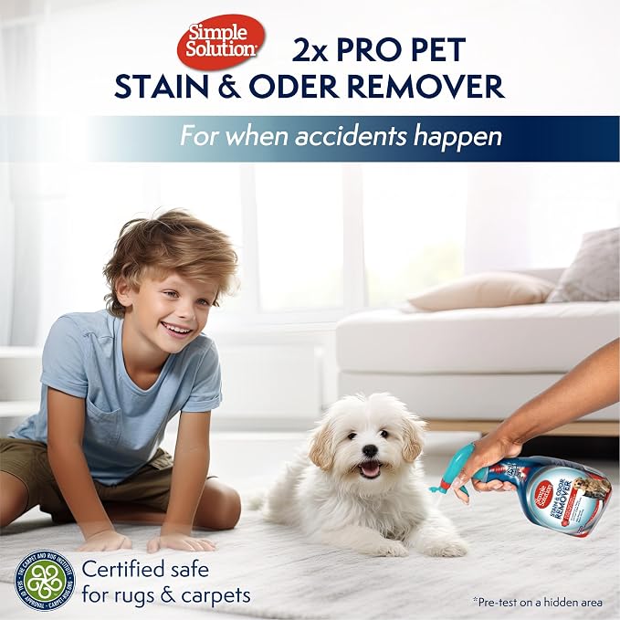 Simple Solution Pet Stain & Odor Remover, Enzyme Stain Cleaner, 32oz | Dog Stain & Odor Remover, Pet Urine Enzyme Cleaner, Dog Urine Carpet Cleaner, Pet Odor Eliminator, Carpet Stain Remover