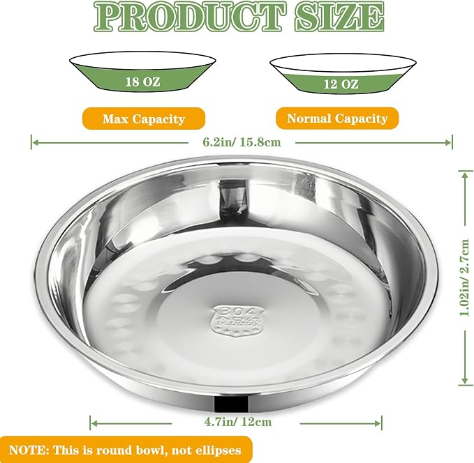5Packs Cat-Bowls Cat Food Bowl - Thickened 6.2 Inch 304 Stainless Steel Cats Feed Bowl for Indoor Cats Shallow and Wide Whisker Fatigue Relief Pet Feeding Plates for Kitten Puppy Small Dog (5 Packs)